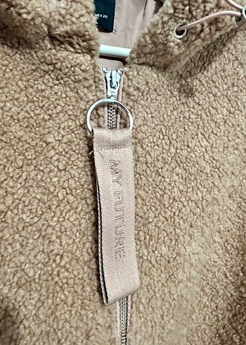 Bershka Pembe Kapüşonlu Peluş Kadın Mont - Görsel 4