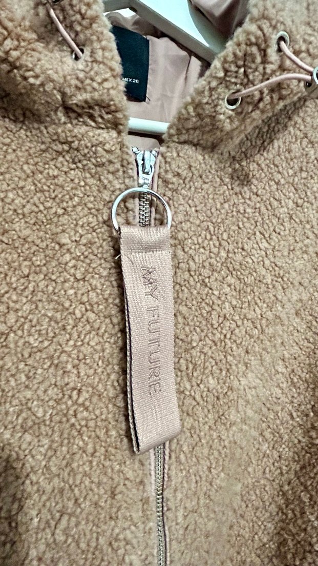 Bershka Pembe Kapüşonlu Peluş Kadın Mont - Görsel 4