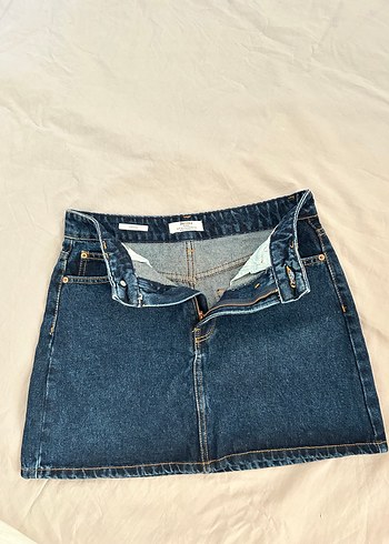 Bershka Kadın Lacivert Denim Mini Etek