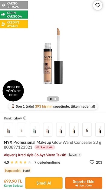 Beden Renk nyx kapatıcı concealer wand glow