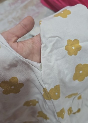 Uzun Kollu krem Bebek Takımı Çiçek Desenli - Görsel 5