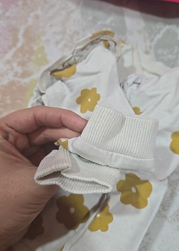 Uzun Kollu krem Bebek Takımı Çiçek Desenli - Görsel 6