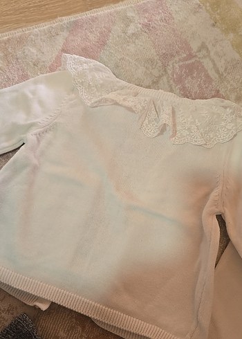 Nakışlı Beyaz Kız Hırka - Görsel 7