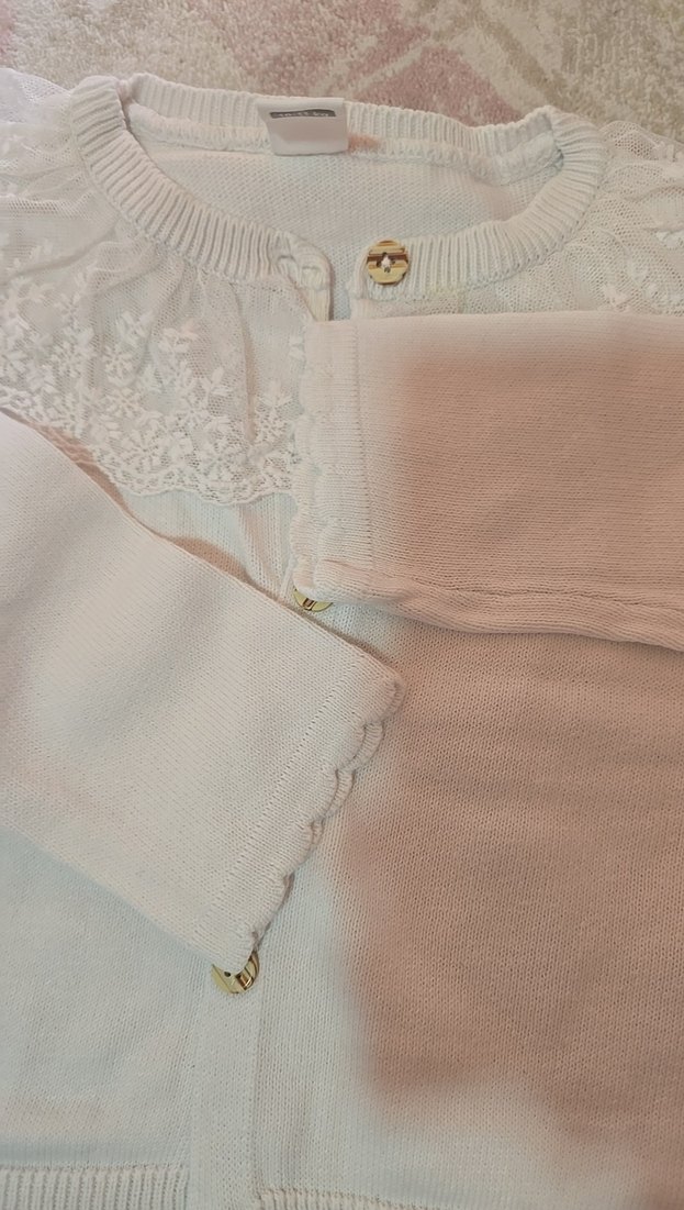 Nakışlı Beyaz Kız Hırka - Görsel 5