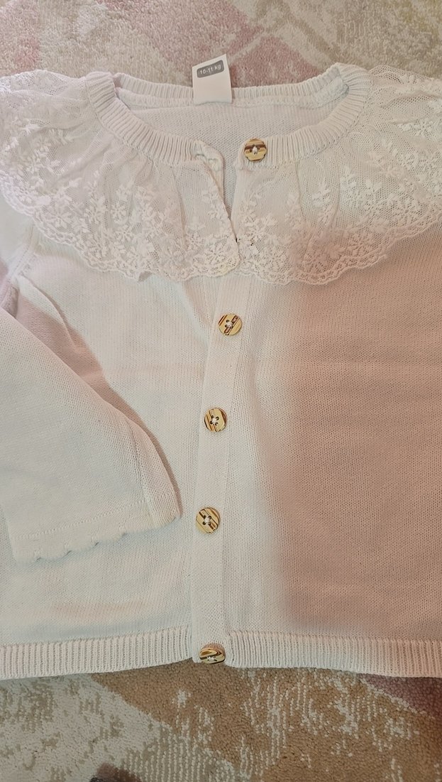 Nakışlı Beyaz Kız Hırka - Görsel 2