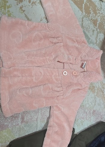 Düğmeli Pembe Kız Çocuk Polar Ceket