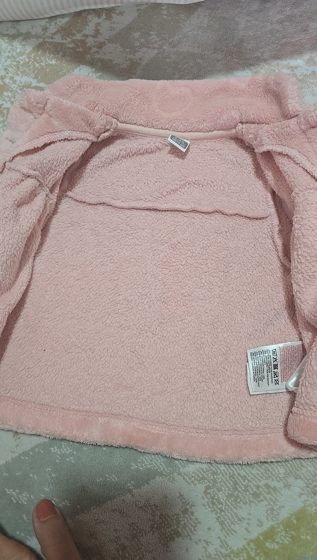 Düğmeli Pembe Kız Çocuk Polar Ceket - Görsel 5