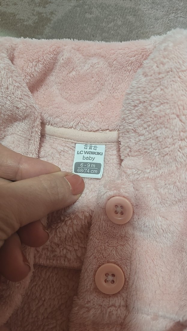 Düğmeli Pembe Kız Çocuk Polar Ceket - Görsel 3