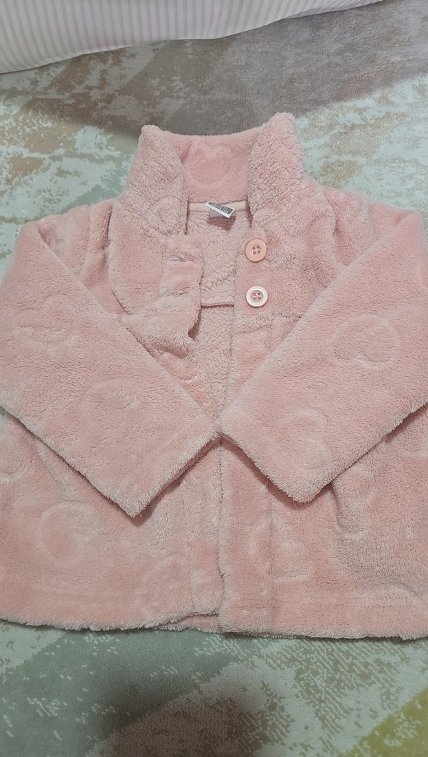 Düğmeli Pembe Kız Çocuk Polar Ceket - Görsel 4
