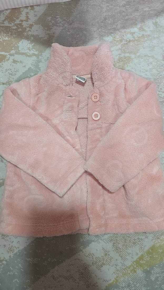 Düğmeli Pembe Kız Çocuk Polar Ceket - Görsel 2