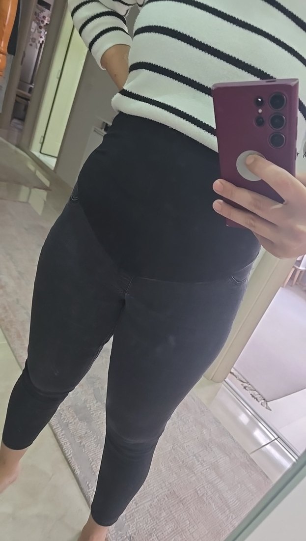 Siyah Hamile Kot Pantolon - Görsel 3