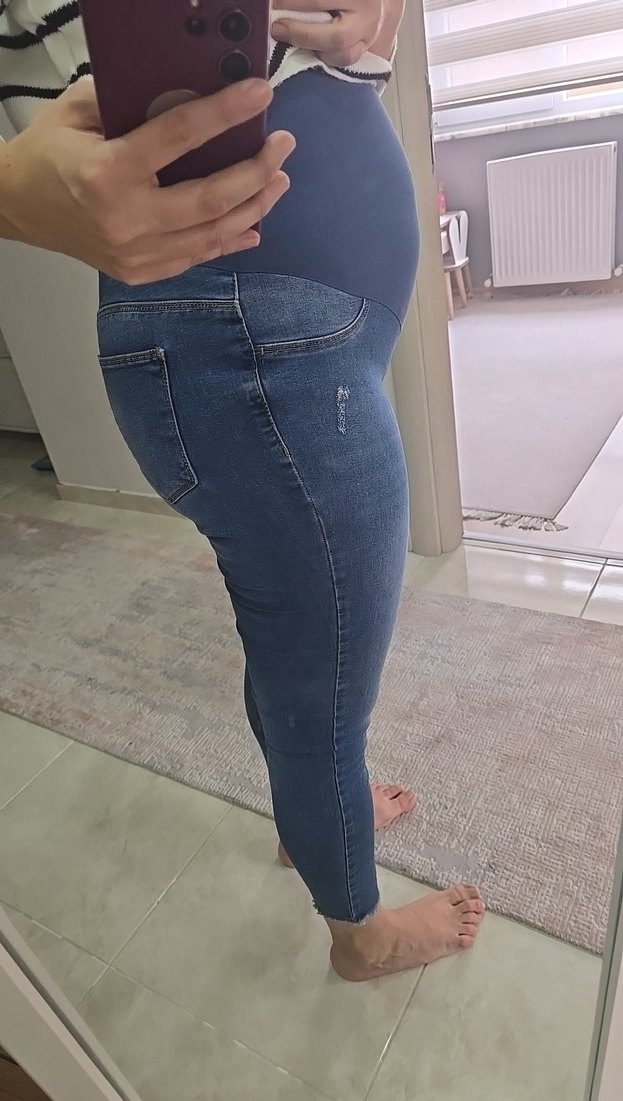 Mavi Hamile Kot Pantolon - Normal Boy, Dar Kesim - Görsel 3