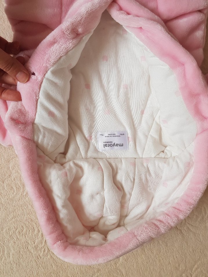 Kız Çocuk Pembe Kapüşonlu Kürklü Mont - Görsel 3