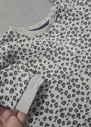 Kız Çocuk Gri Leopar Desenli Sweatshirt - Görsel 3