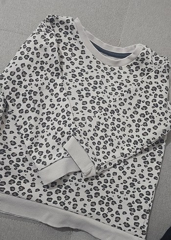 Kız Çocuk Gri Leopar Desenli Sweatshirt - Görsel 5