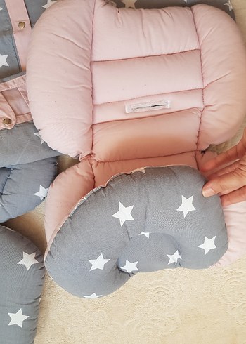 Yıldız Desenli Gri Bebek puset seti - Görsel 5