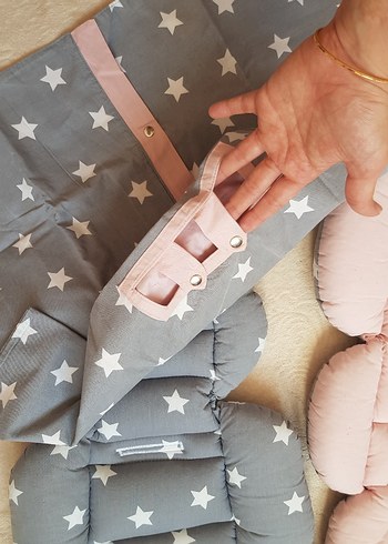 Yıldız Desenli Gri Bebek puset seti - Görsel 4