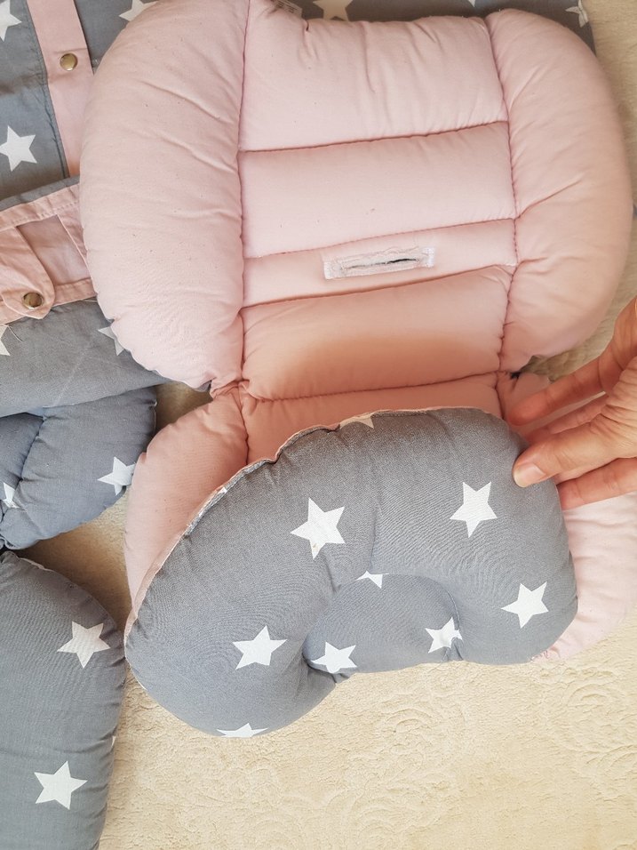 Yıldız Desenli Gri Bebek puset seti - Görsel 5