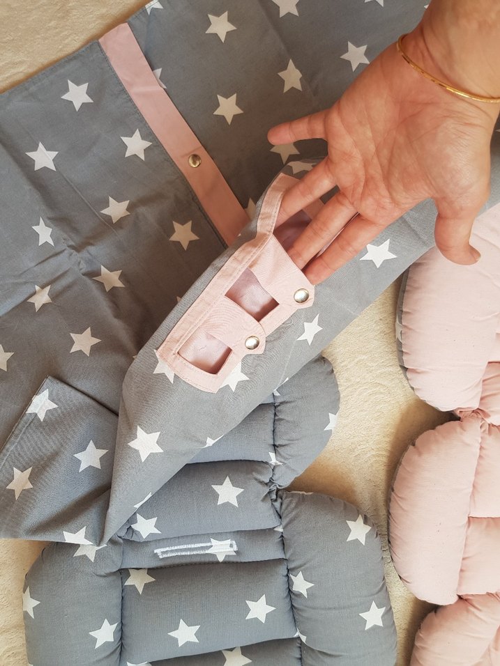 Yıldız Desenli Gri Bebek puset seti - Görsel 4