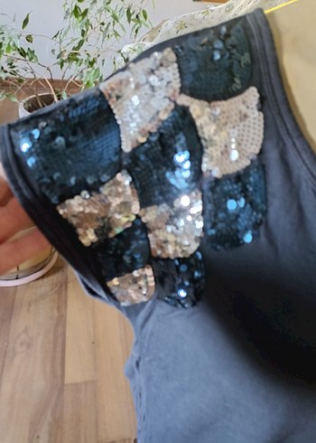 Lacivert taşlı bluz - Görsel 3