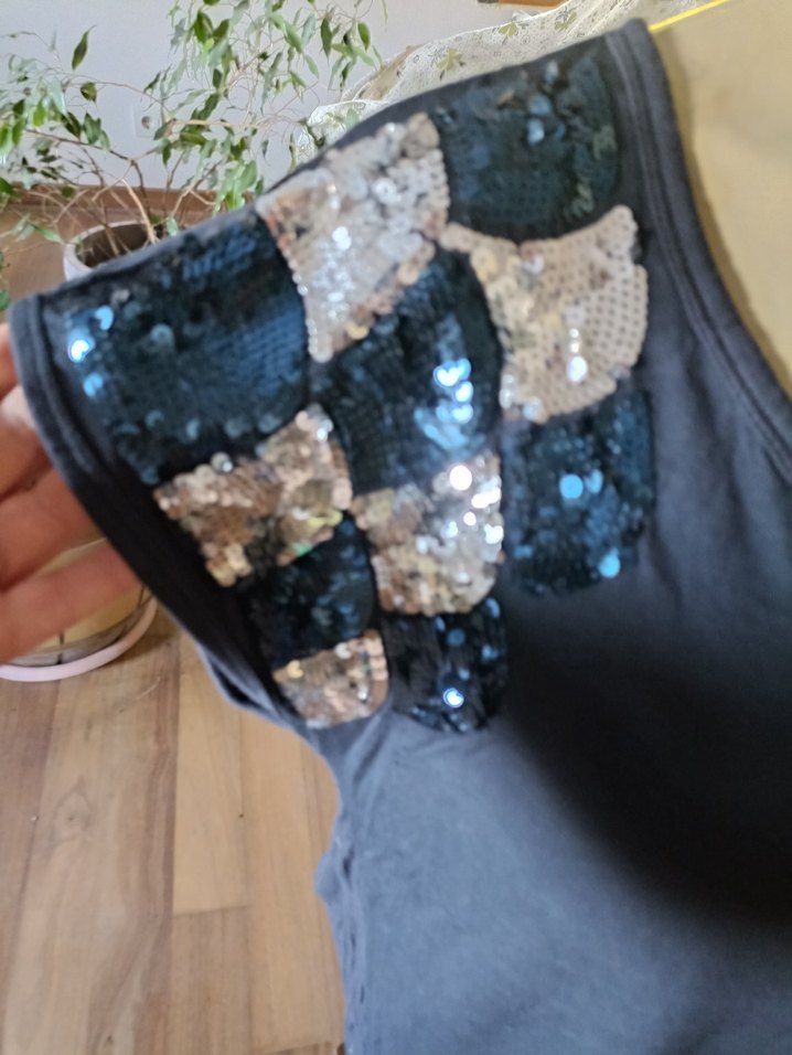 Lacivert taşlı bluz - Görsel 3