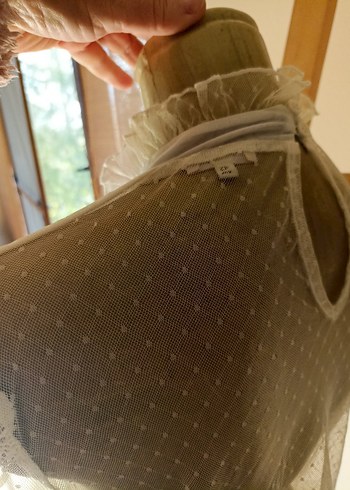 Krem rengi vintage Bohem Uzun Kollu Nakışlı Bluz - Görsel 2