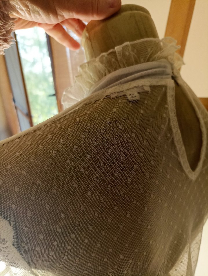 Krem rengi vintage Bohem Uzun Kollu Nakışlı Bluz - Görsel 2