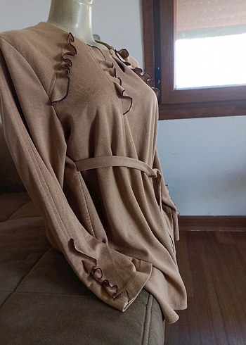 Vintage Bej renkli hamile Fırfırlı tunik. 
İkizler marka - Görsel 7