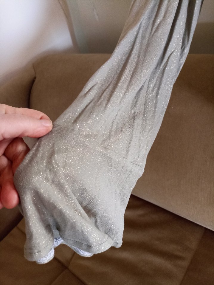 Gri simli uzun Kollu Dökümlü Kadın Hırka - Görsel 5