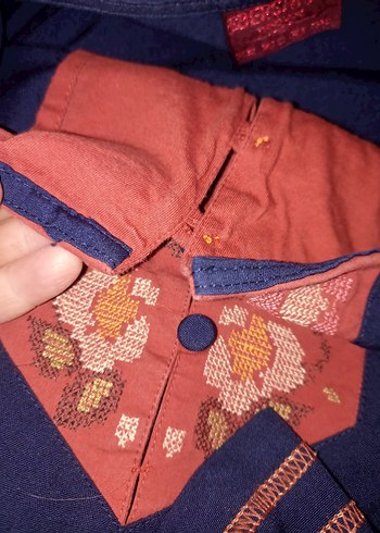 Nakışlı Düğmeli Bohem Hamile Tunik - Görsel 3