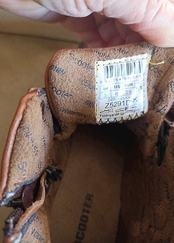 Kahverengi Deri Biker bayan Bot. Scooter marka - Görsel 5