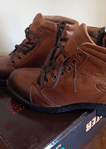 Kahverengi Deri Biker bayan Bot. Scooter marka - Görsel 4