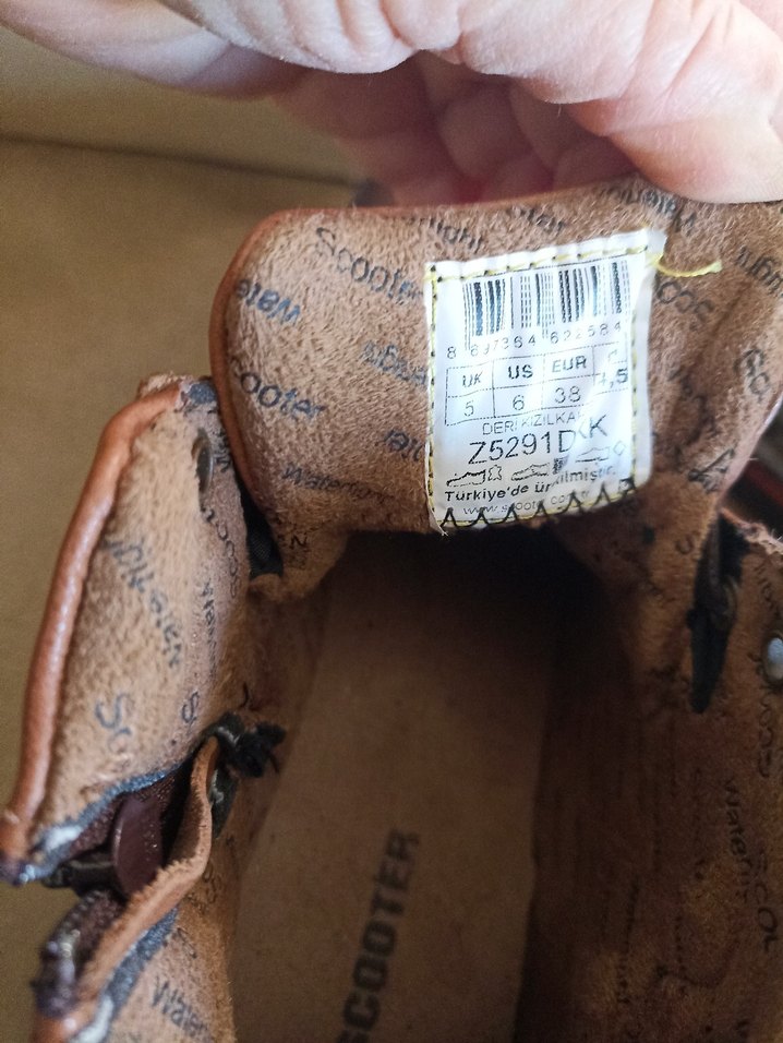 Kahverengi Deri Biker bayan Bot. Scooter marka - Görsel 5