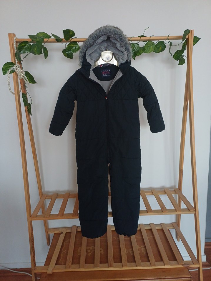 next Kürklü Kapüşonlu Siyah Bebek Tulumu - Görsel 2