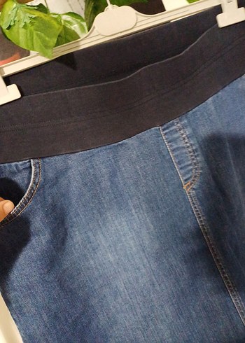 Beli Lastikli Koyu Mavi Hamile Mini Kot etek - Görsel 7