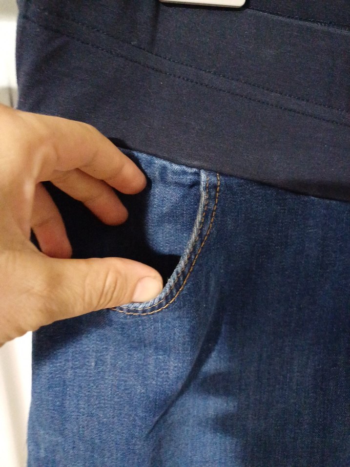 Beli Lastikli Koyu Mavi Hamile Mini Kot etek - Görsel 3