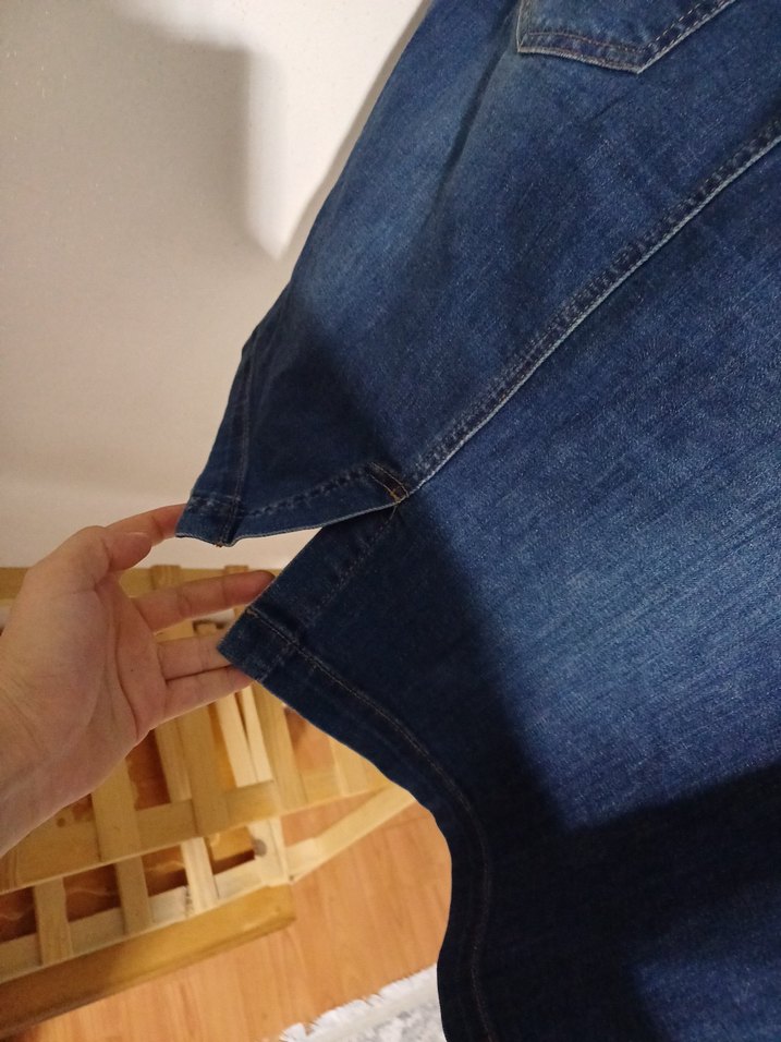 Beli Lastikli Koyu Mavi Hamile Mini Kot etek - Görsel 4