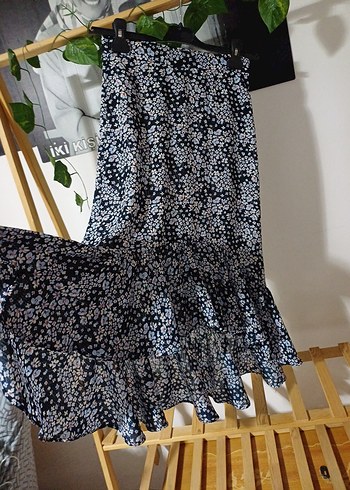 H&M Bohem Çok Renkli Uzun Volanlı Etek