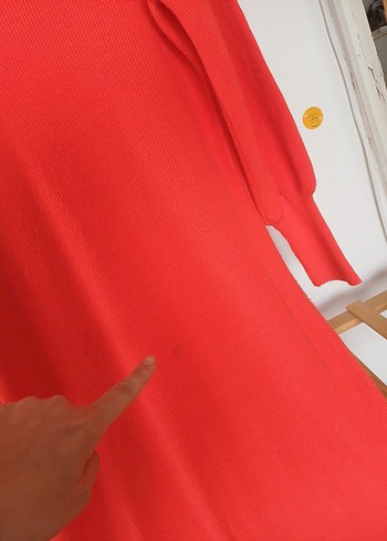 Kadın Kırmızı Uzun Kollu Triko Elbise tunik - Görsel 5