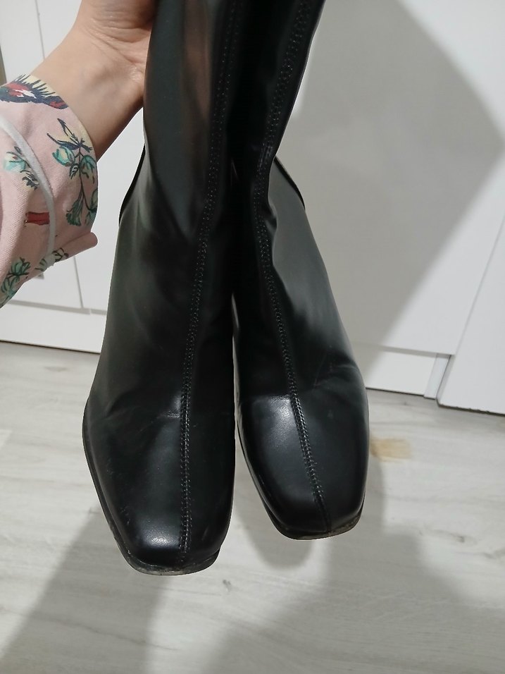 Siyah Suni Deri bershka çizme - Görsel 4