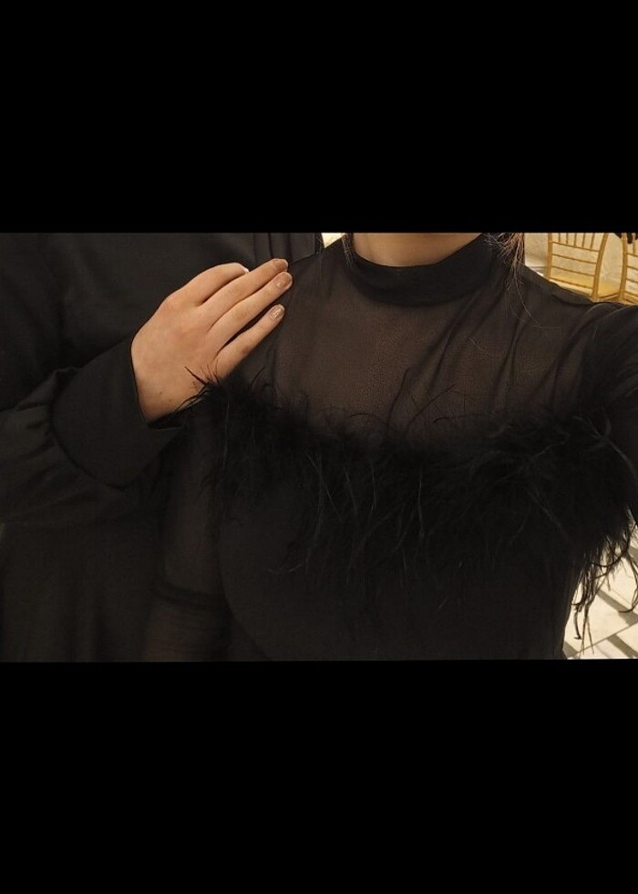 Otriş detaylı yırtmaçlı abiye elbise - Görsel 4