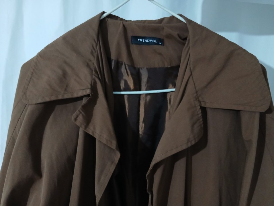 trendyolmilla kahverengi trençkot - Görsel 4