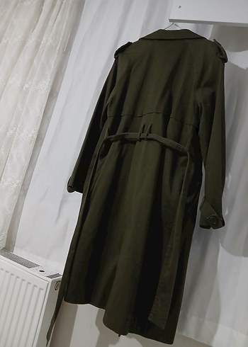 Koton Haki Uzun Beli Kemerli Trençkot - Görsel 5