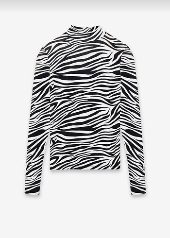 Zebra Desenli Yarım Balıkçı Yaka Kadın Bluz - Görsel 2