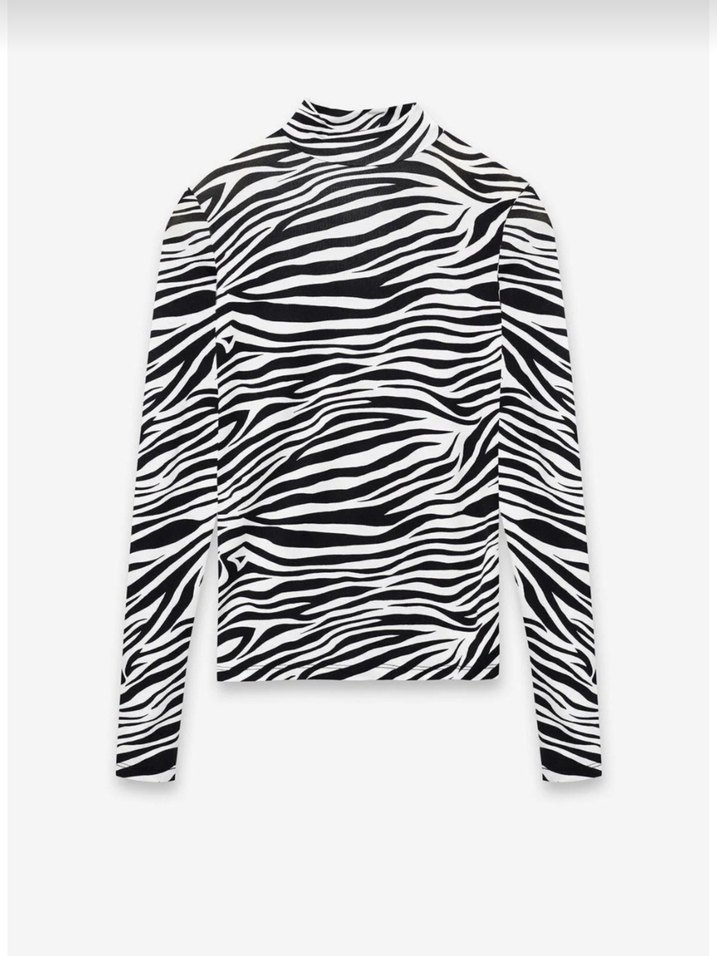 Zebra Desenli Yarım Balıkçı Yaka Kadın Bluz - Görsel 2