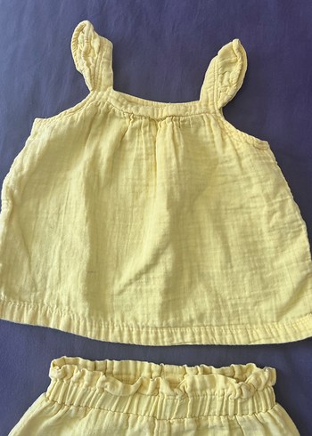 3 Yaş Beden sarı Renk Sarı Fırfırlı Kolsuz Bebek Kız Takımı