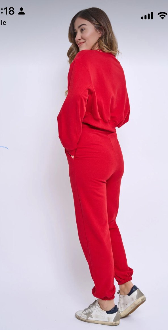 Kırmızı Rahat Kesim Kadın Eşofman Takımı - Görsel 2