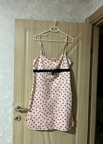 Pembe İnce Askılı Midi Gecelik - Görsel 2