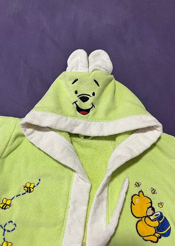 Yeşil Nakışlı Kız Çocuk Bornozu - Görsel 3