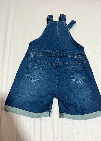 Kız Çocuk Mavi Düğmeli Denim Tulum - Görsel 2